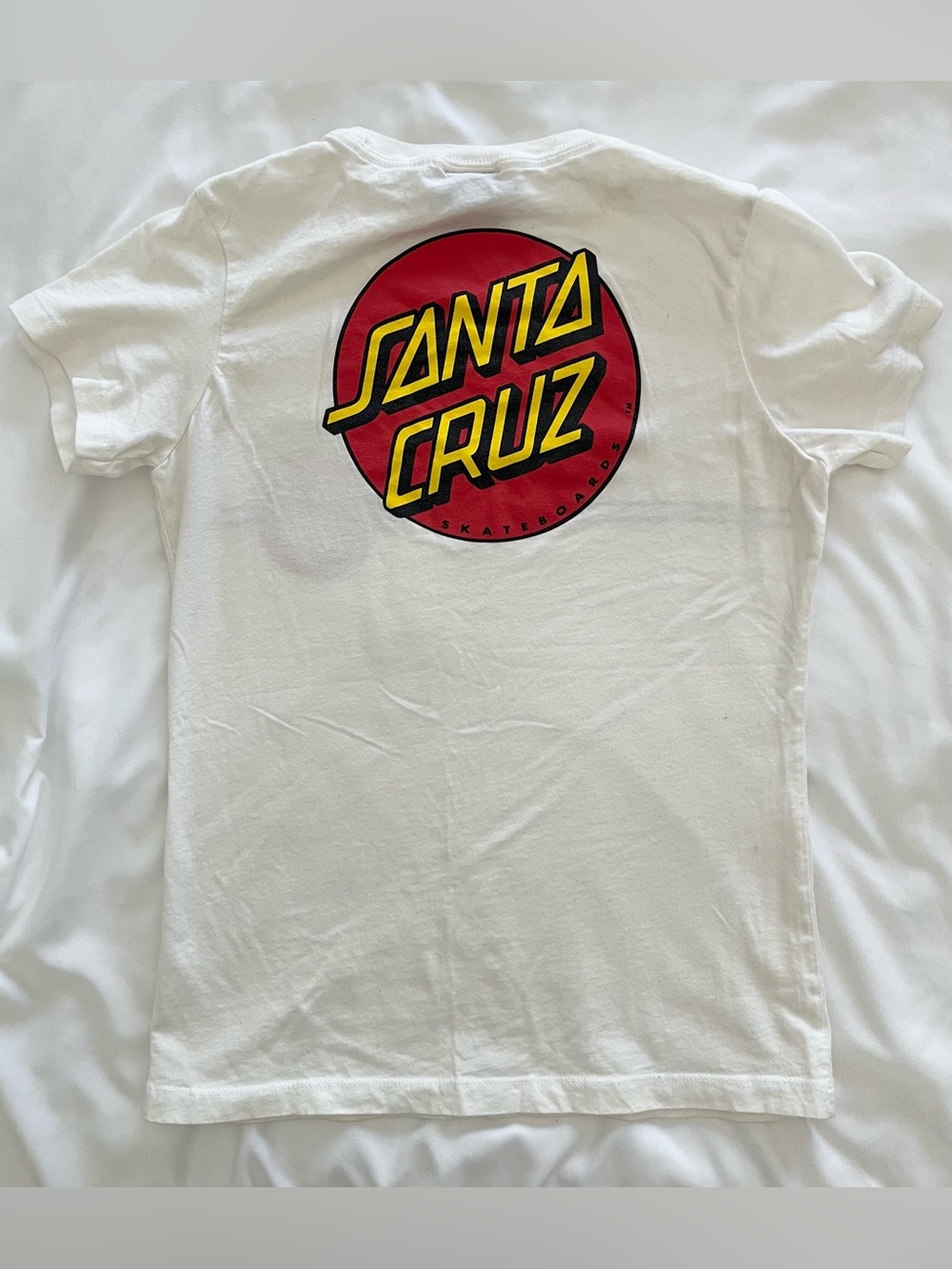 Santa Cruz Skateboards White Tee with Red and Yellow Logo
